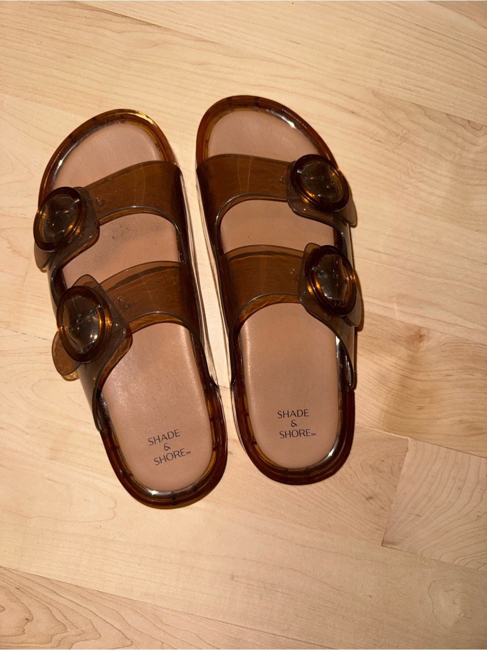 Shade & Shore Kids Brown Tortoiseshell Jelly Slide Sandals